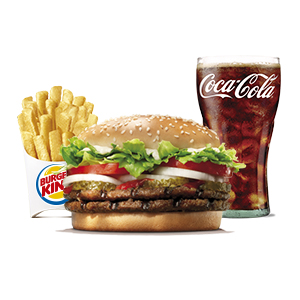 Gigantic Double Whopper menu with coca-cola & onion rings